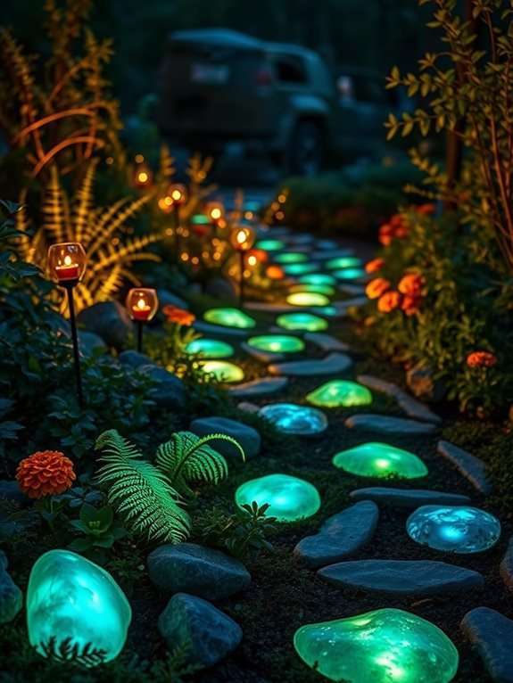 bright stone pathway illuminated
