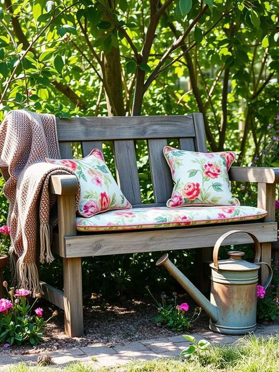 floral cushion bench makeover