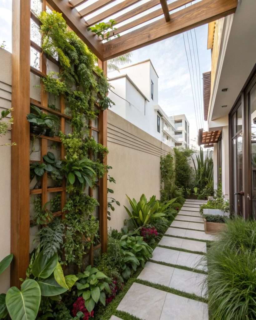 Jardin vertical dans une petite cour