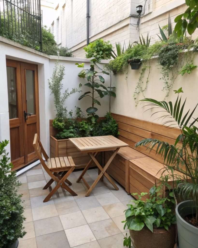 Meubles multifonctionnels dans une petite cour