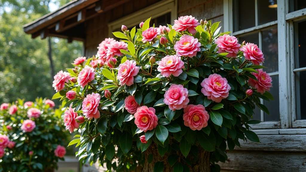magnifiques camélias en fleurs