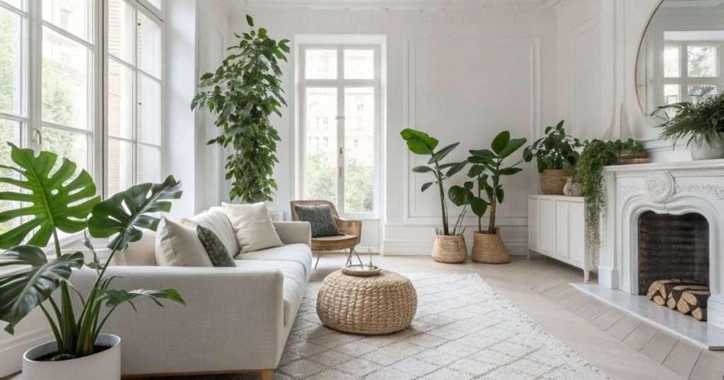plantes pour un salon blanc