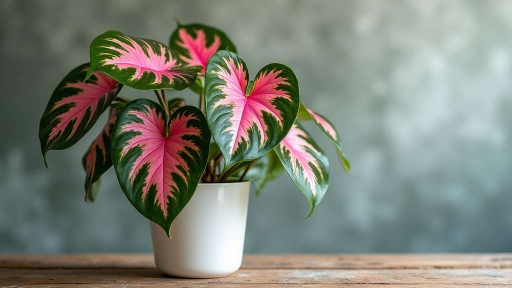 belle plante à feuilles roses