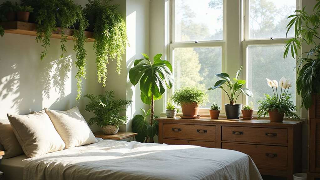cozy bedroom plant selection