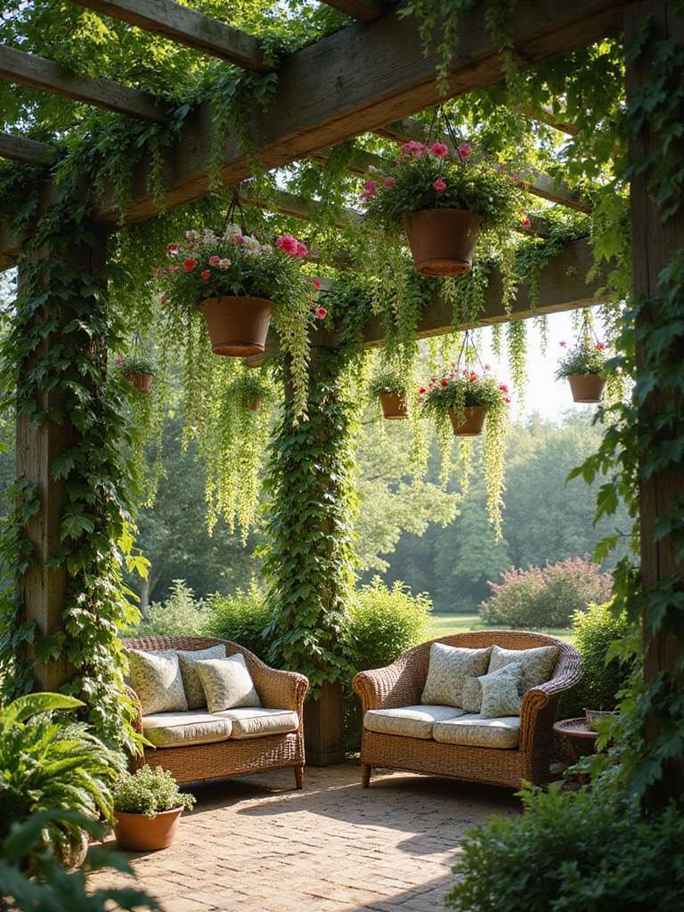 charme de décoration avec plantes suspendues