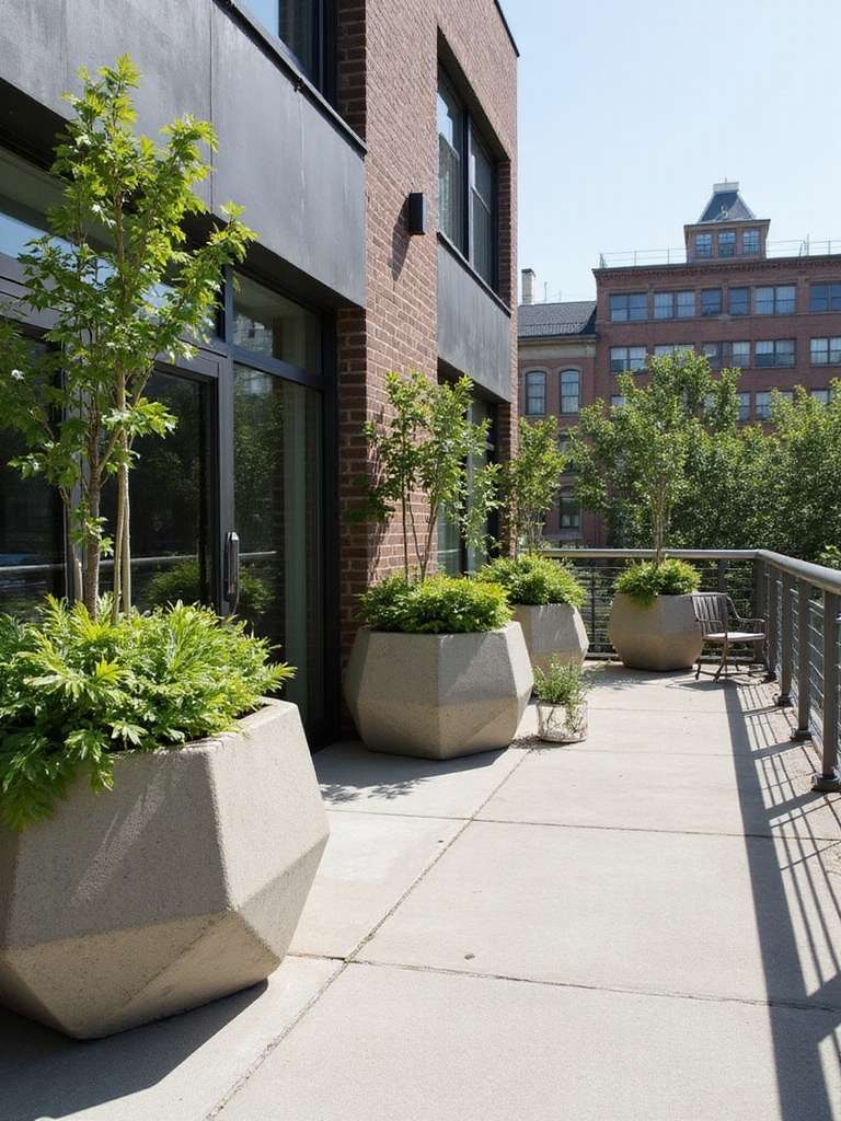 jardinières en béton pour terrasses industrielles
