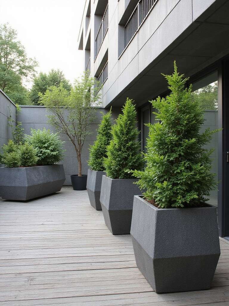 jardinières monochromes modernes pour terrasses