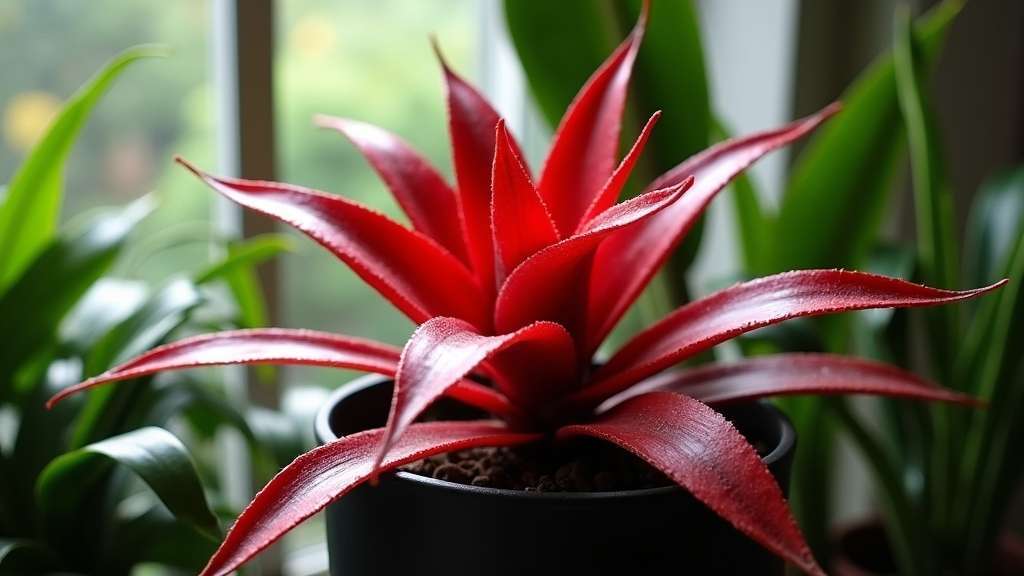 plante de bromélie rouge