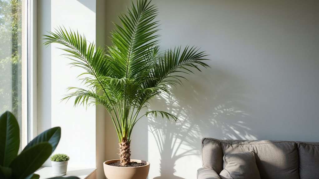plante de palmier à plumes jaunes