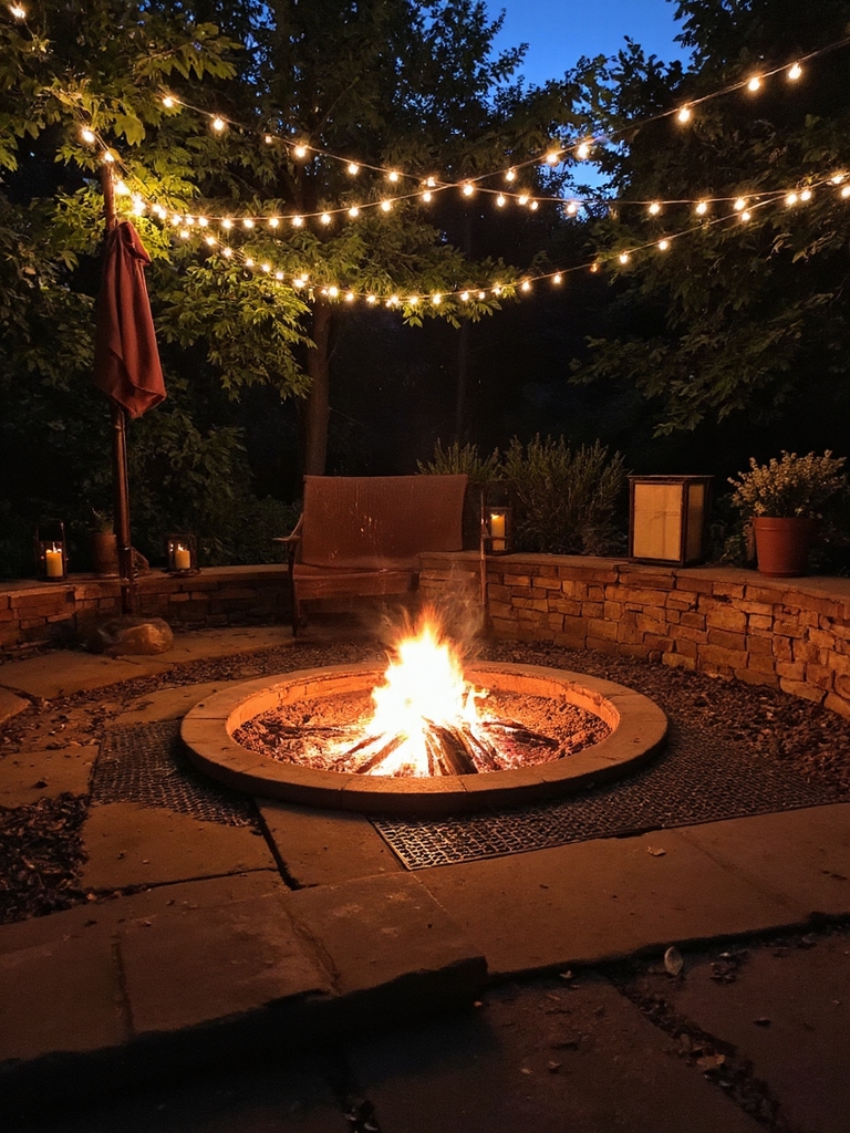 ambiance chaleureuse d'un feu de camp en plein air