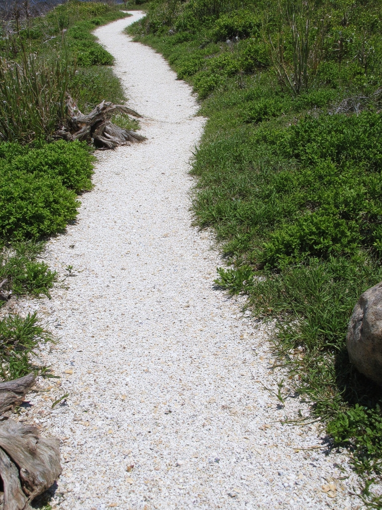 allée de jardin en coquillages concassés