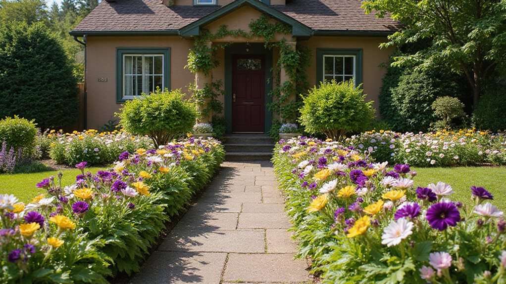 idées de massifs de fleurs façade