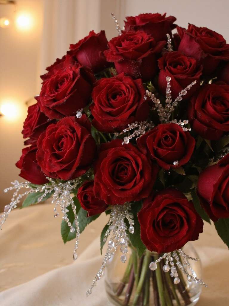 roses glamour avec cristaux