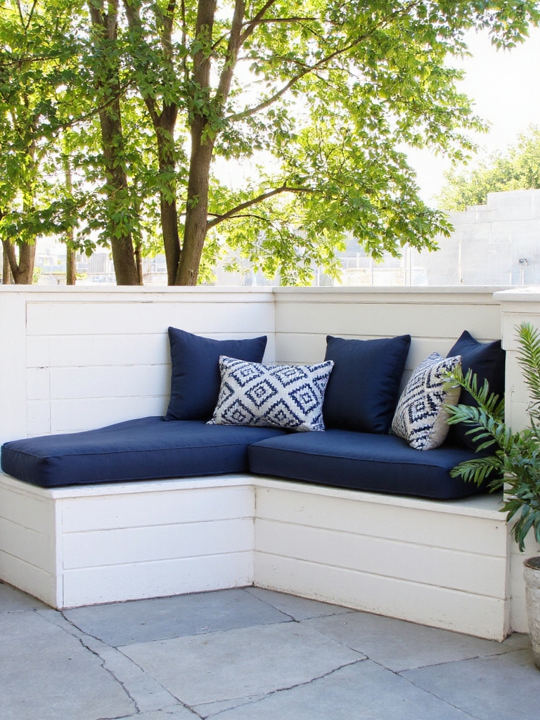 banc intégré avec coussins