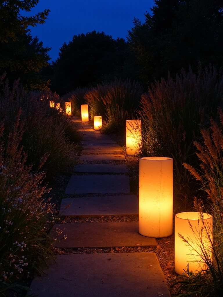 lanternes magiques le long du chemin