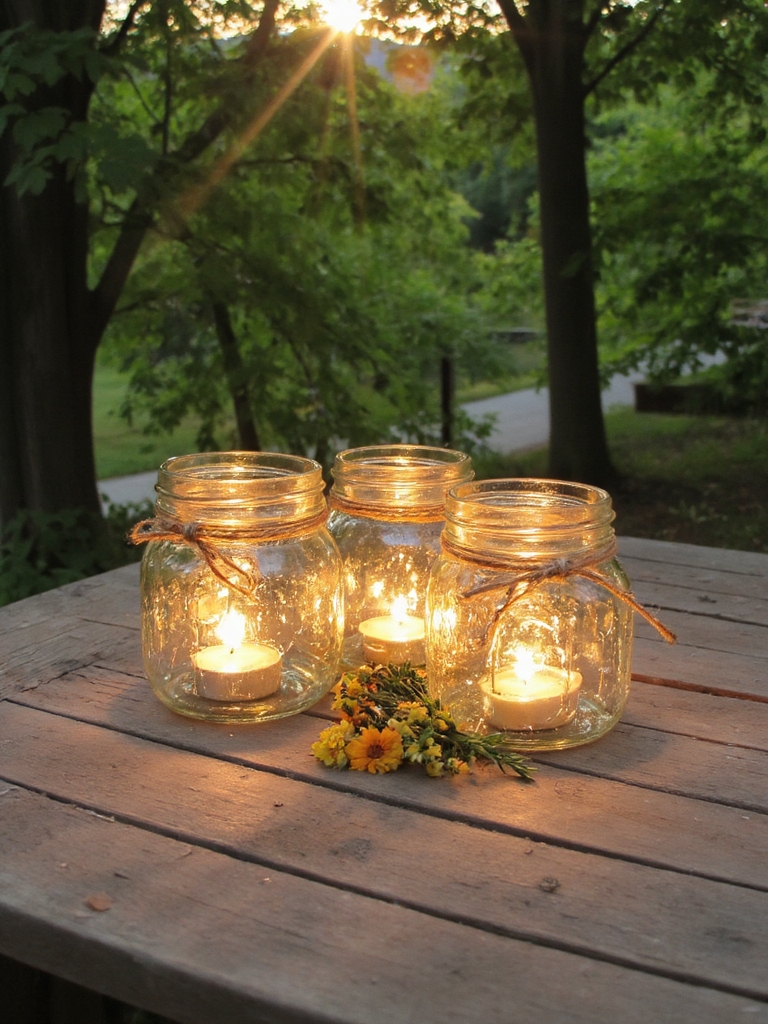 portes-bougies en pot Mason