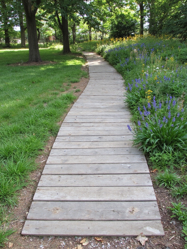 chemin de jardin en palettes recyclées