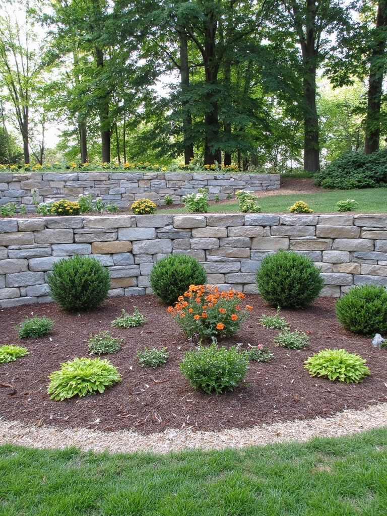 conception de jardin avec mur de soutènement