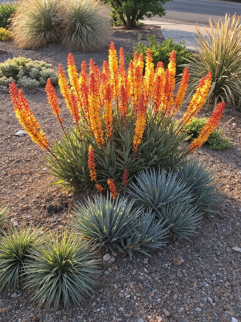 jardin vivace résistant à la sécheresse en pleine floraison