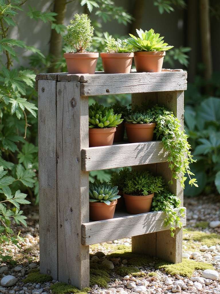 supports de plantes en palette de bois