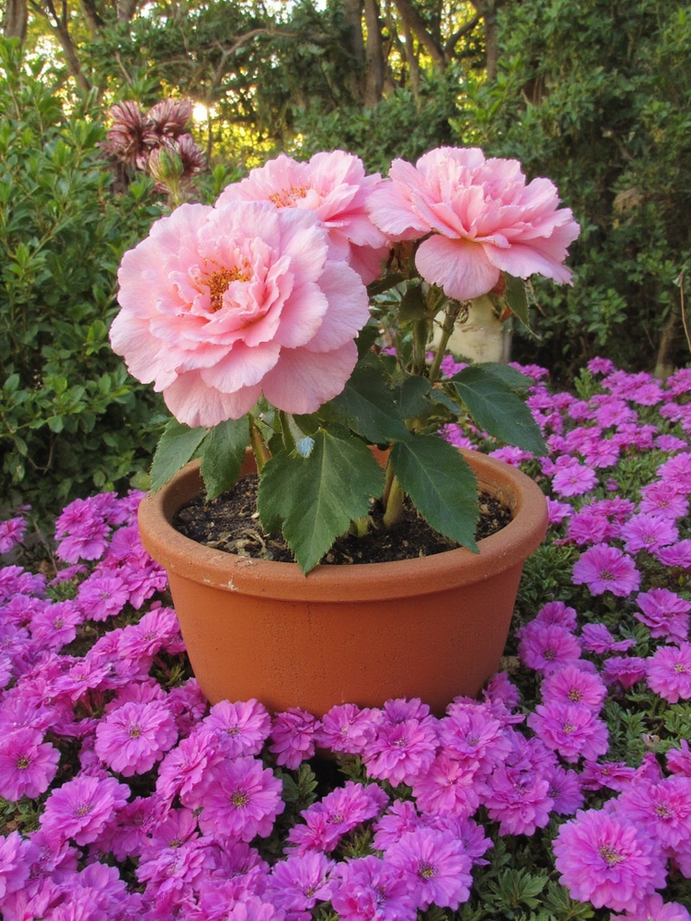 rose du désert vibrante pourpier