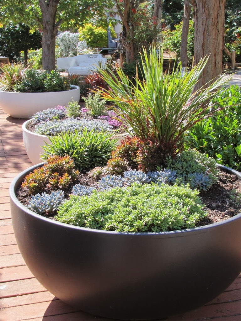 jardinage en conteneur moderne résistant à la sécheresse