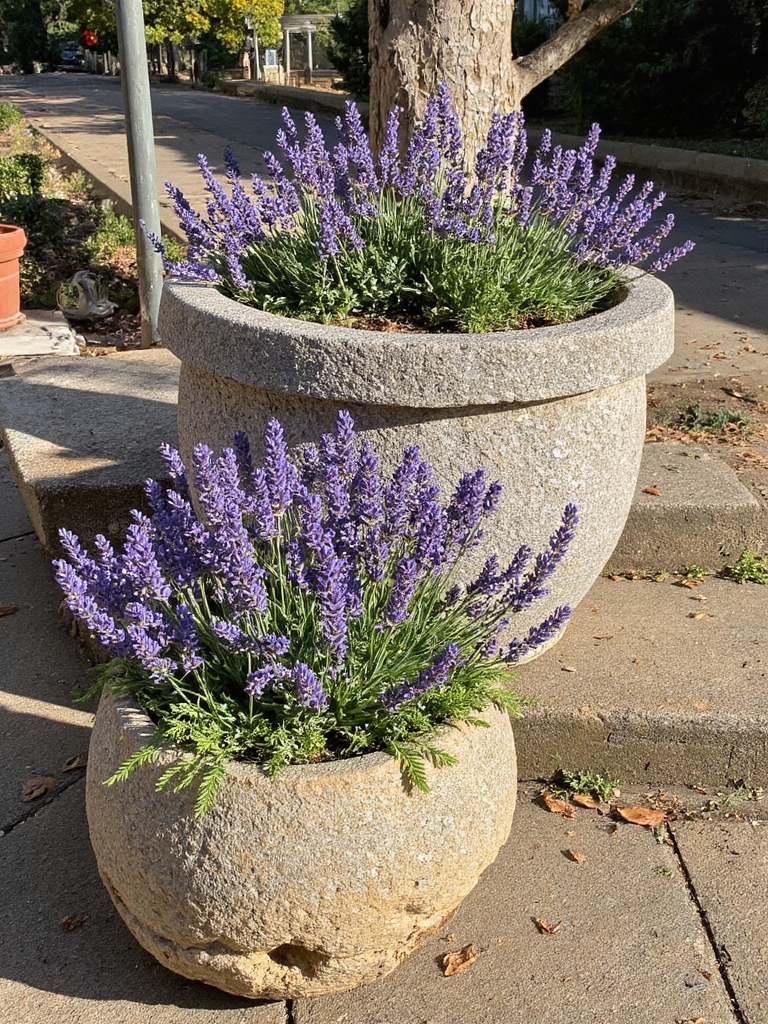 lavande dans des pots rustiques