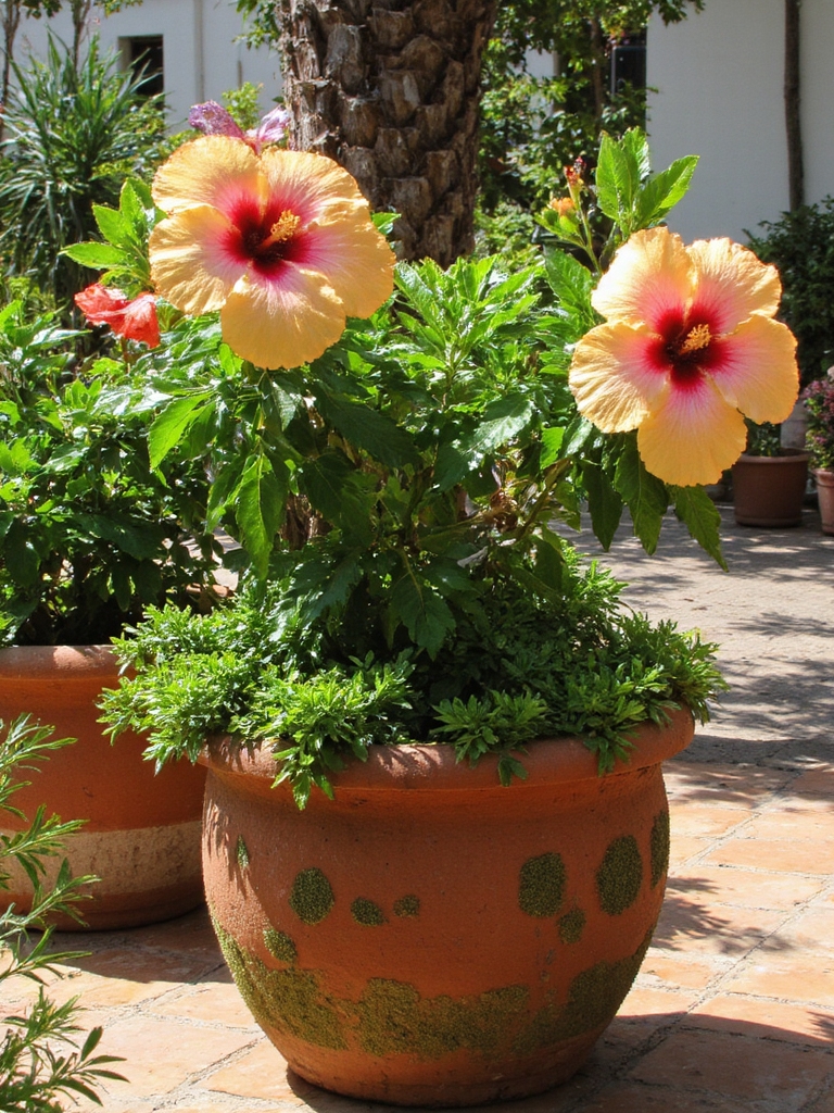 hibiscus tropical en pots