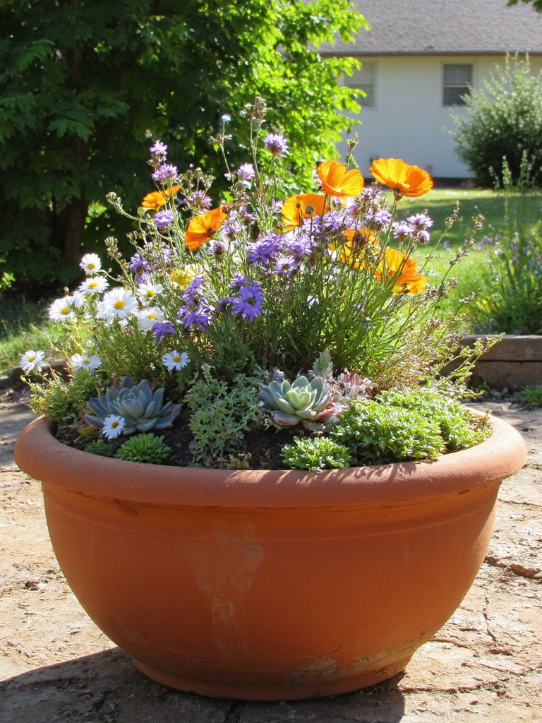 mélange de pots pour jardin de fleurs sauvages