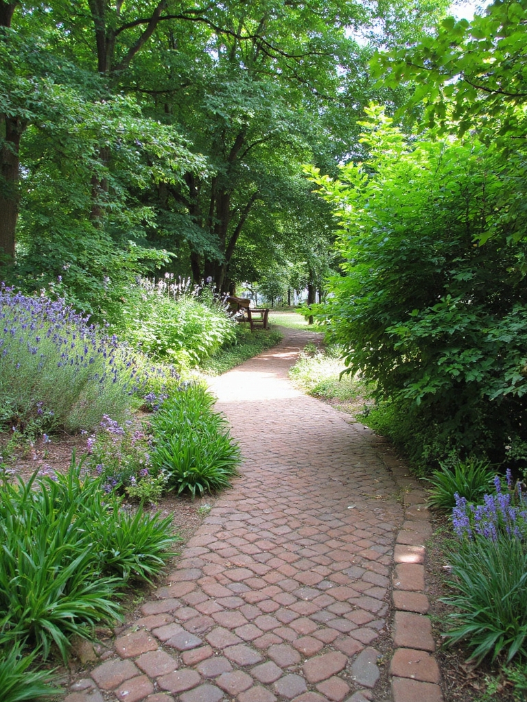chemin de jardin en brique chevron