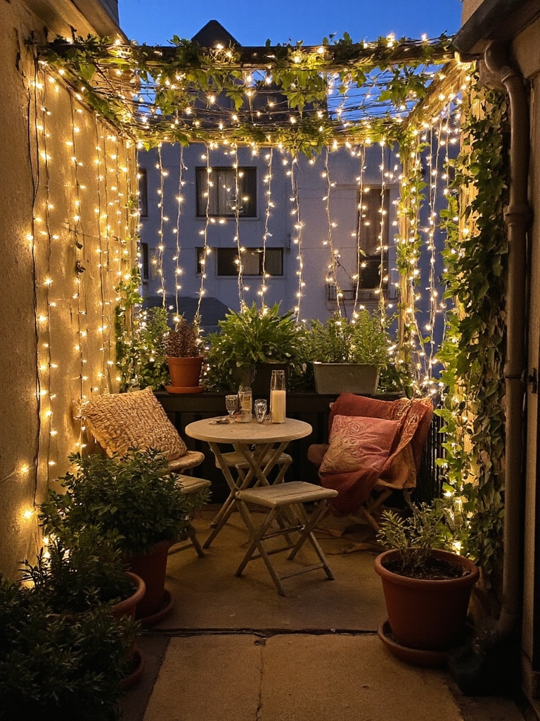 guirlandes lumineuses pour balcon cosy