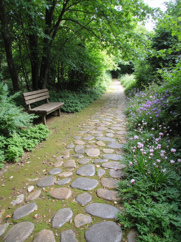 sentier de jardin charmant couvert de mousse