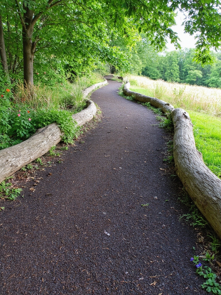 bordures de chemin en paillis rustique