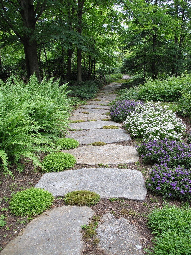 chemin en pierre avec couvre-sols