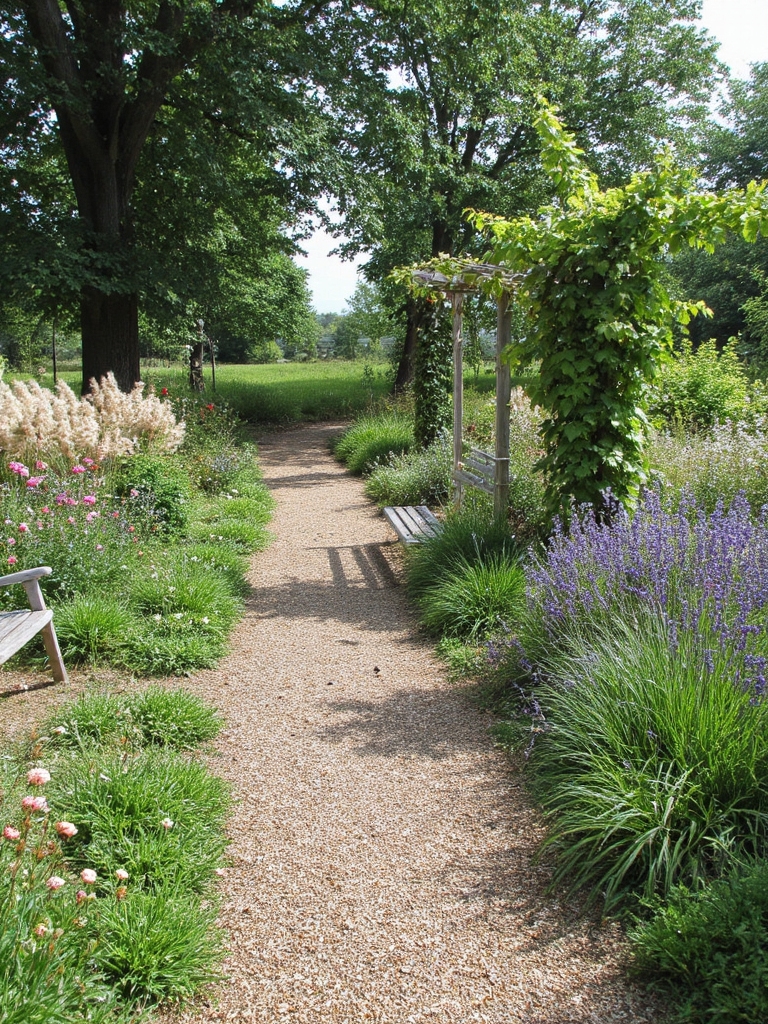 chemin sinueux en copeaux de bois
