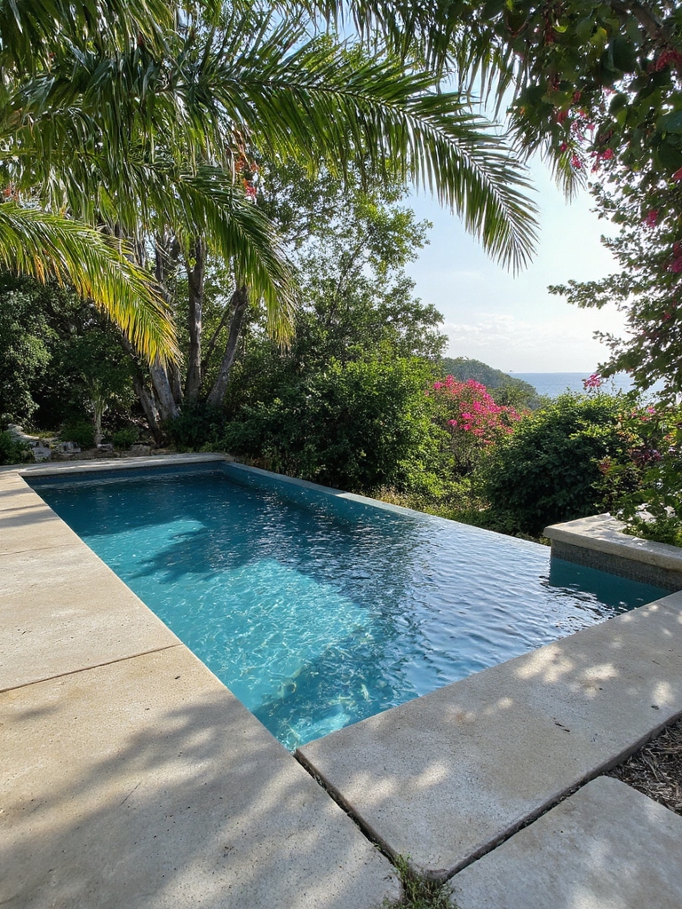 piscine géométrique oasis tropicale