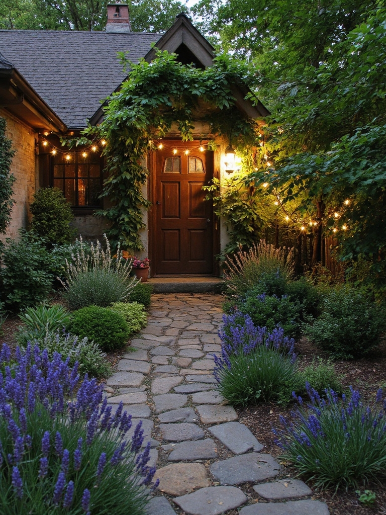 ambiance de jardin magique en soirée