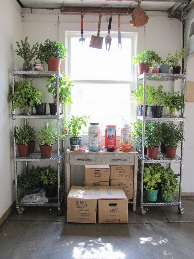 garage de jardinage organisé rangement