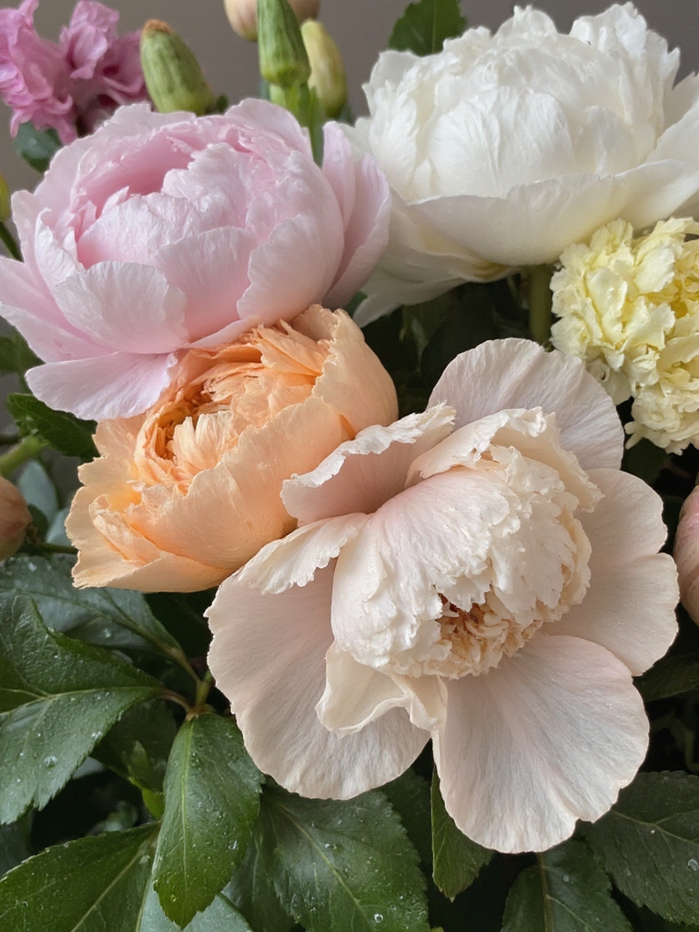 pivoines et renoncules pastel