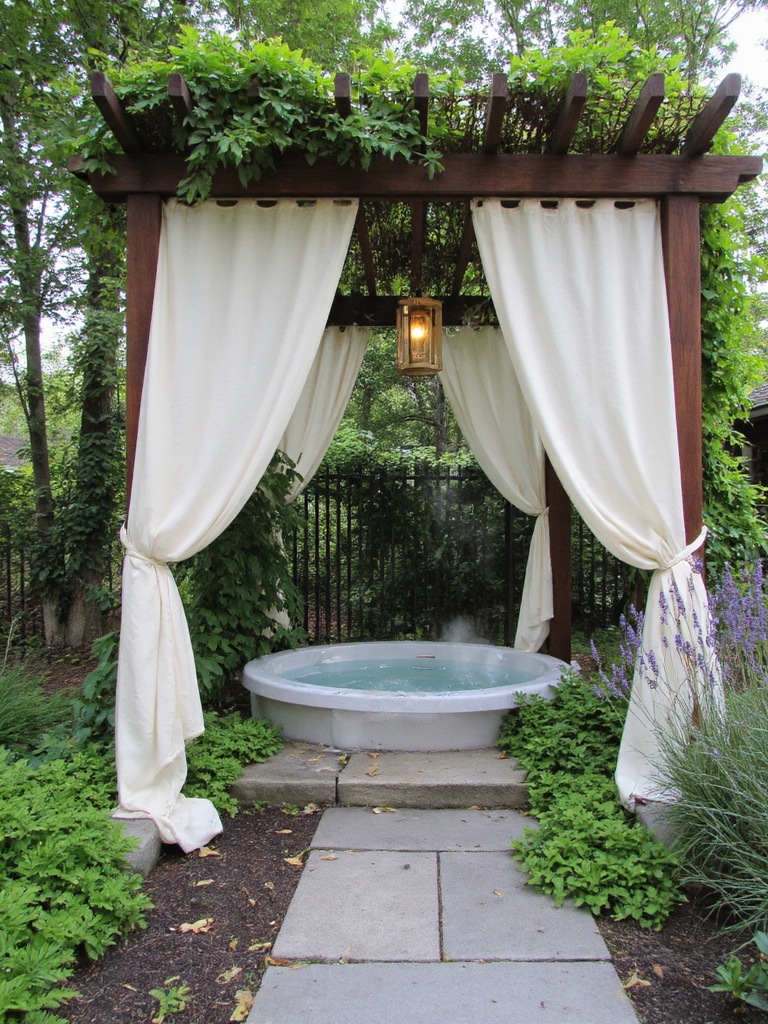 paisible retraite de pergola avec jacuzzi