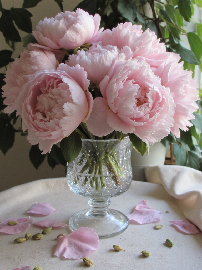centre de table romantique en pivoine