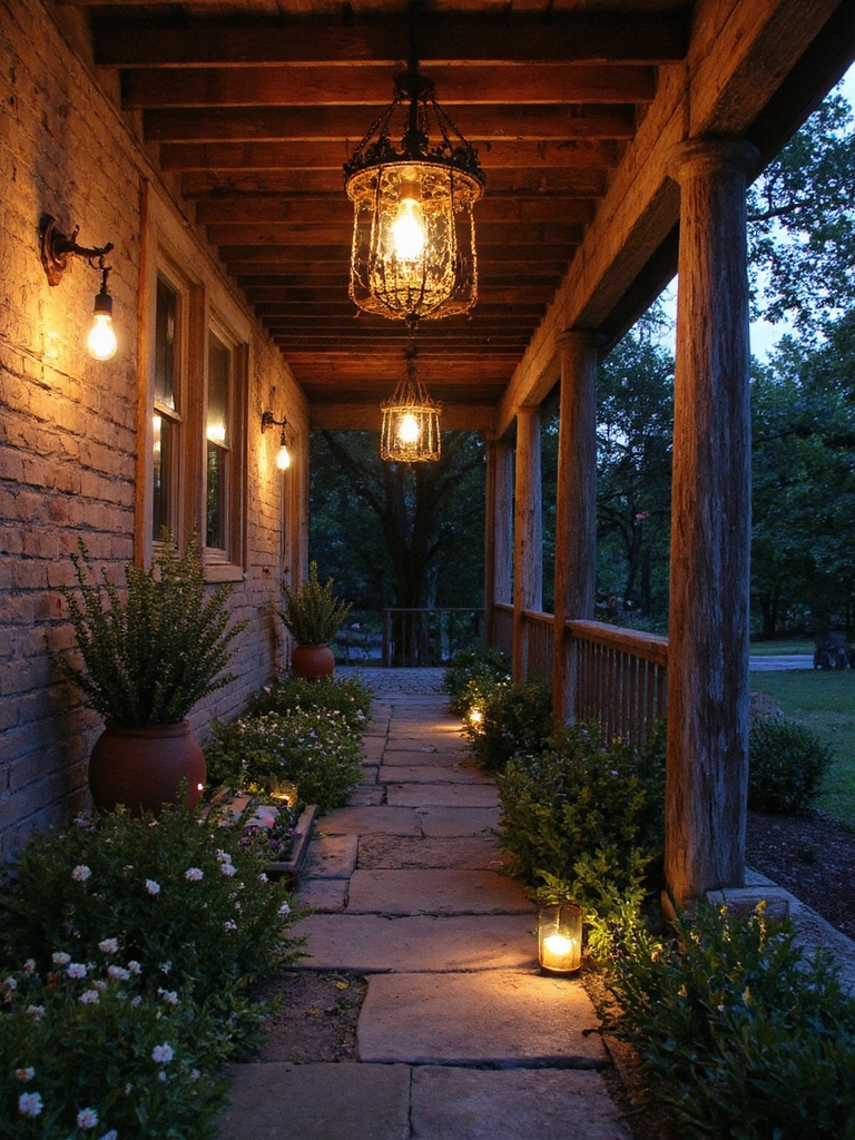 Des lustres rustiques rehaussent le charme