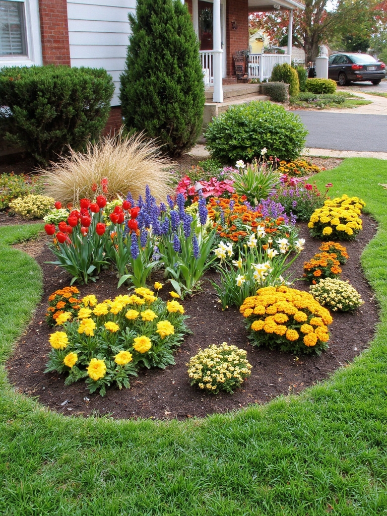 rotation saisonnière du jardin de fleurs