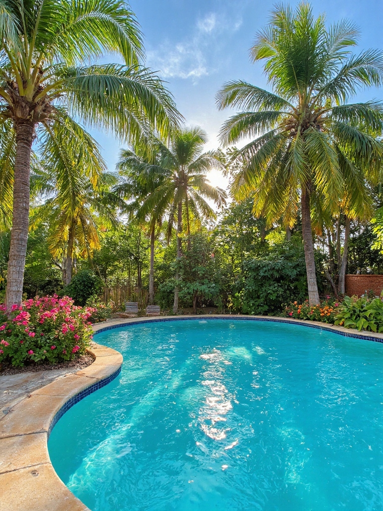 oasis tropical paradis au bord de la piscine