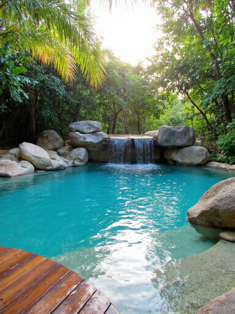 piscine tropicale avec cascade
