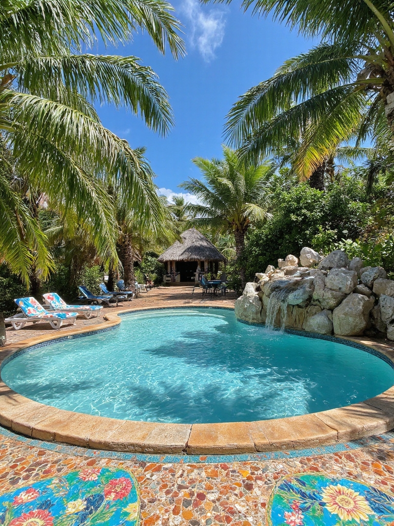 piscine aux couleurs vibrantes des Caraïbes