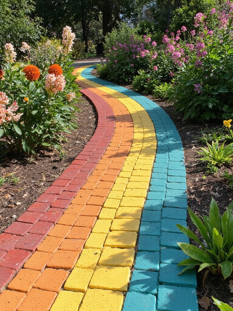 bordures de briques peintes colorées