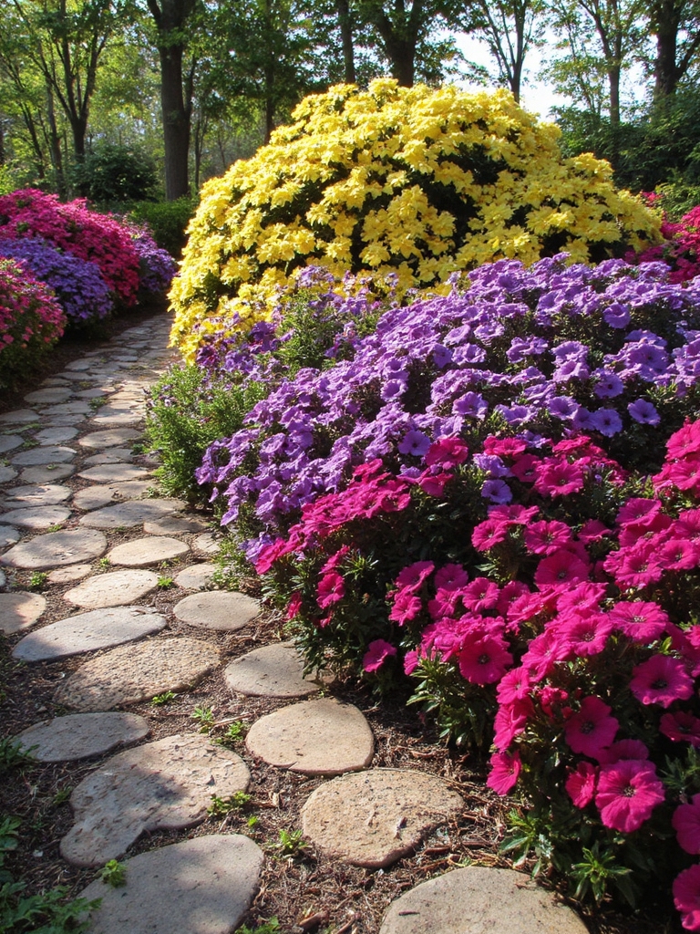 parterre de pétunias colorés