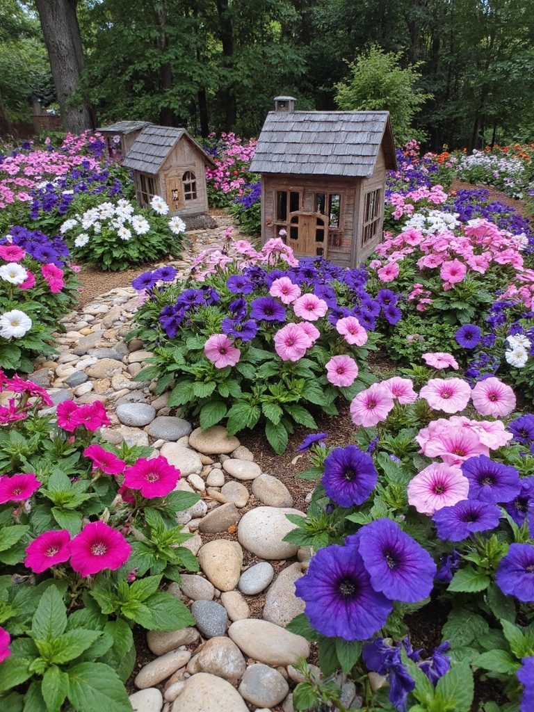 jardin féerique avec des pétunias