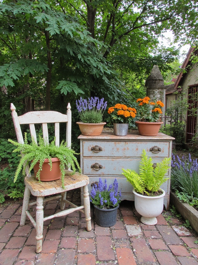 meubles recyclés jardinières à fleurs